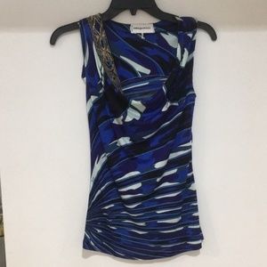 Emilio Pucci blue white embellished tank top small